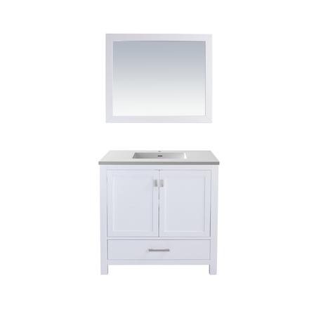 LAVIVA Wilson 36, White Cabinet & Matte White VIVA Stone Surface Countertop 313ANG-36W-MW